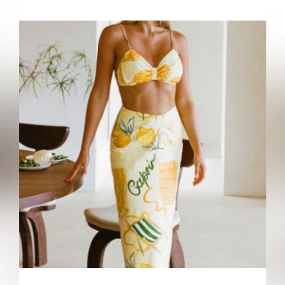 SABO MAXI SKIRT AND MATCHING TOP AMALFI COAST CITRUS LIME PRINT SMALL - Picture 8 of 9